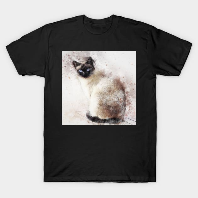 Siamese Cat Lover Graphic Art Paint Splatter Design Snowshoe Pretty Cats T-Shirt by tamdevo1
